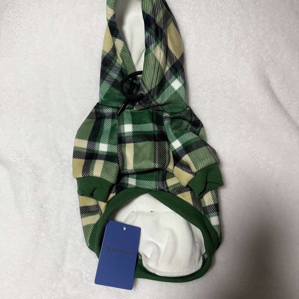 Green Plaid Dog Hoodie